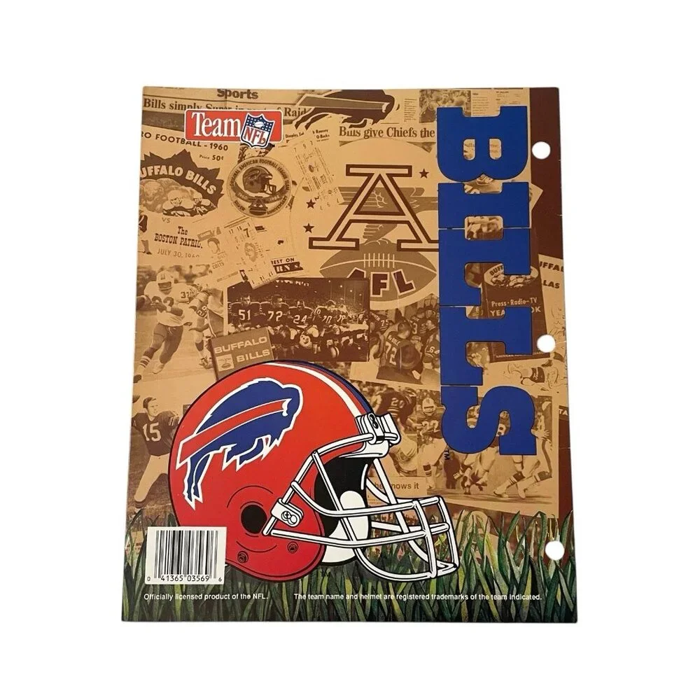 Buffalo Bills NFL Football Teams School Embossed Folder Vintage 1992 Team NFL